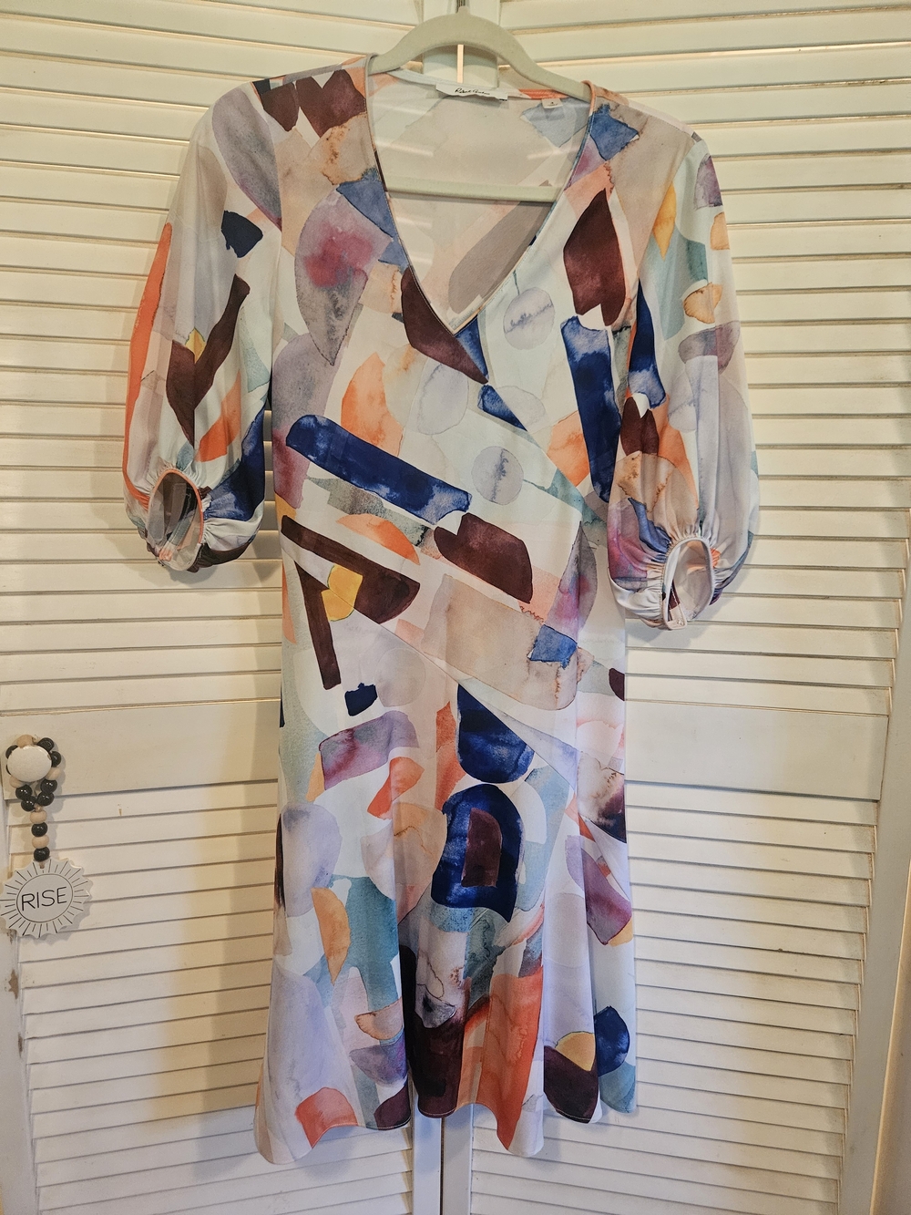 Robert Graham Multicolor Abstract Midi Dress - Blue, Orange, Purple
